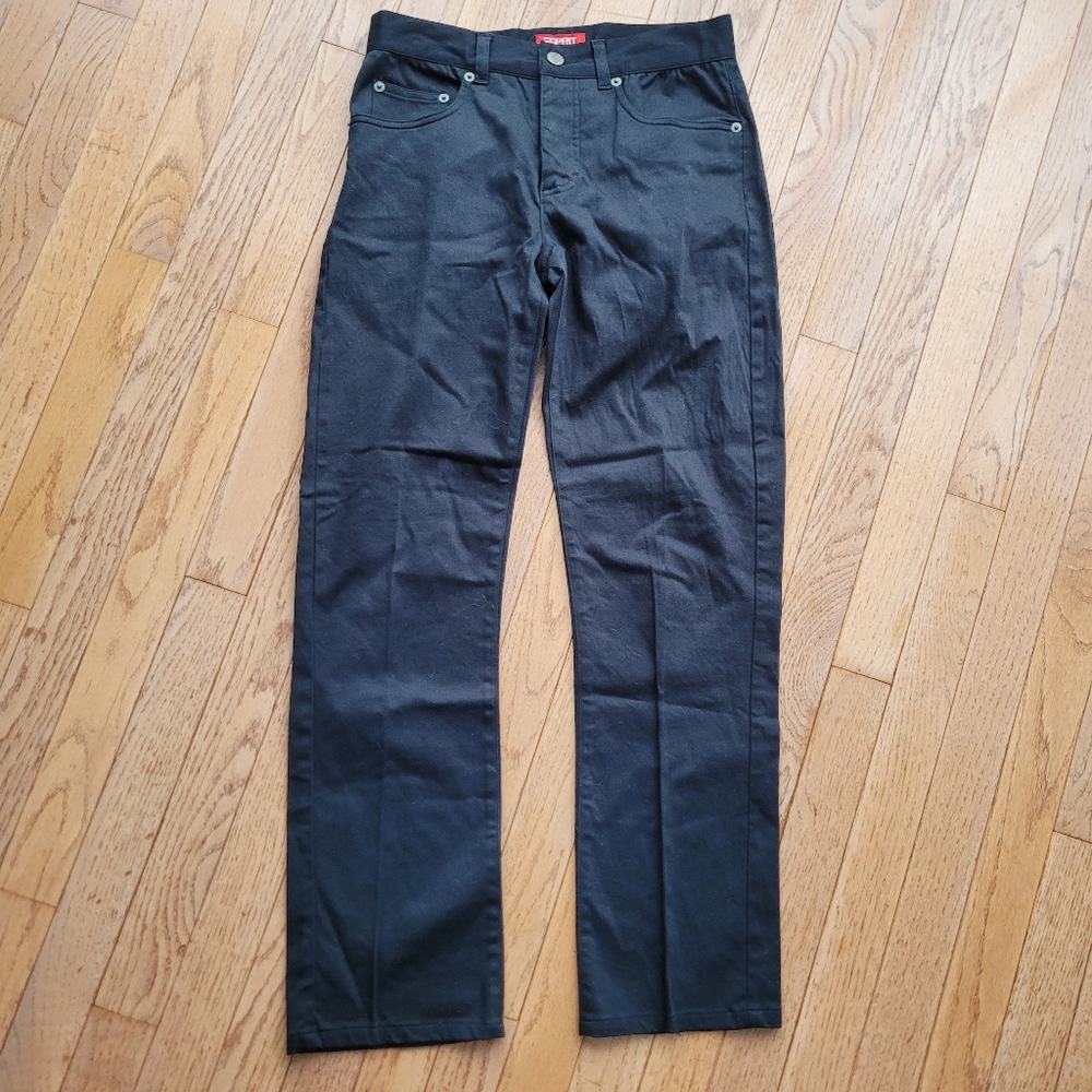 Esprit Straight Leg Button Fly Cotton Stretch Pant Black 3/4